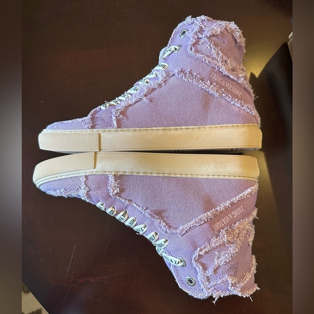 NIB Zadig & Voltaire High Flash Canvas 39 Boomerang Lavender Vintage-effect 8 - Picture 7 of 12